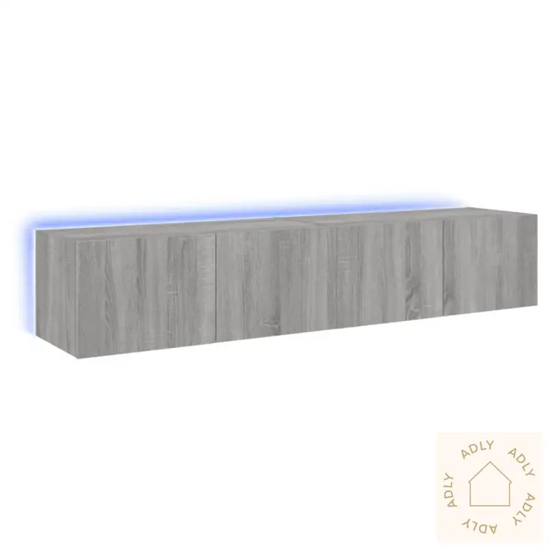 Tv-Benker Med Led-Lys 2 Stk Grå Sonoma 80X35X31 Cm