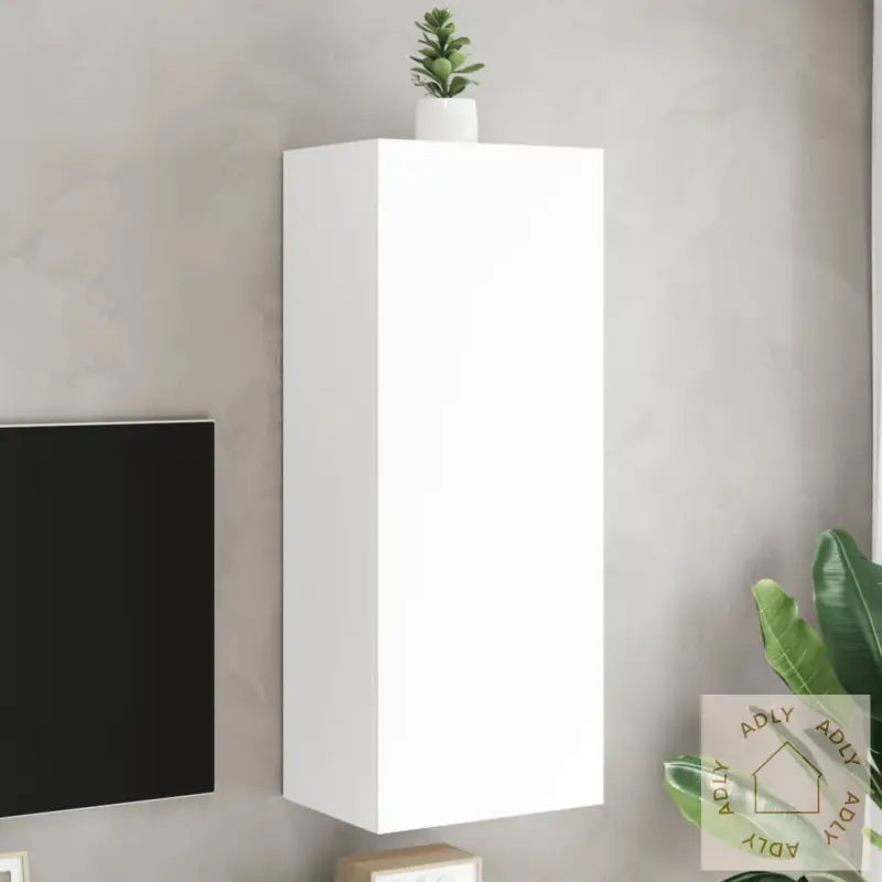 Vegghengt Tv-Benk Hvit 40,5X30X102 Cm Konstruert Tre