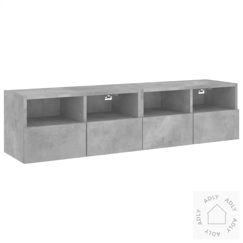 Vegghengte Tv-Benker 2 Stk Betonggrå 60X30X30 Cm Konstruert Tre