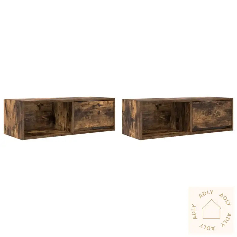 Tv-Benker 2 Stk Røkt Eik 80X31X25,5 Cm Konstruert Tre