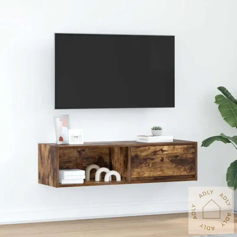 Tv-Benk Røkt Eik 100X31X25,5 Cm Konstruert Tre