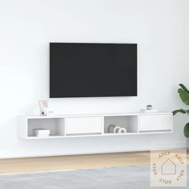 Tv-Benker 2 Stk Hvit 100X31X25,5 Cm Konstruert Tre