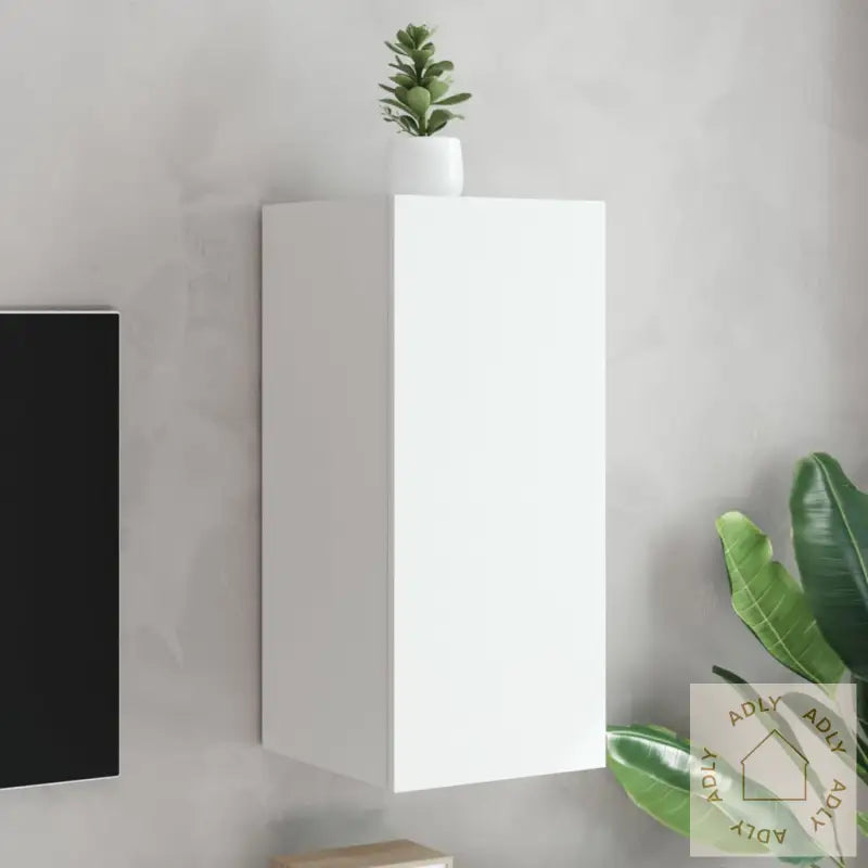 Vegghengt Tv-Benk Med Led Hvit 30,5X35X70 Cm