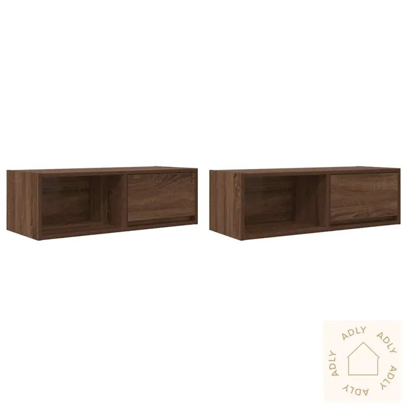 Tv-Benker 2 Stk Brun Eik 80X31X25,5 Cm Konstruert Tre