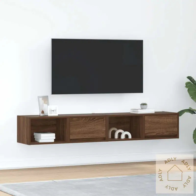 Tv-Benker 2 Stk Brun Eik 80X31X25,5 Cm Konstruert Tre
