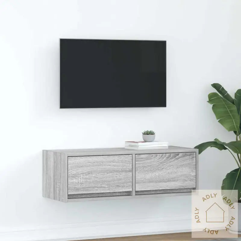Tv-Benk Grå Sonoma 80X31X25,5 Cm Konstruert Tre