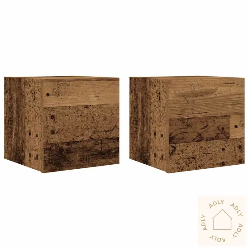 Vegghengte Tv-Benker 2 Stk Gammelt Tre 30,5X30X30 Cm