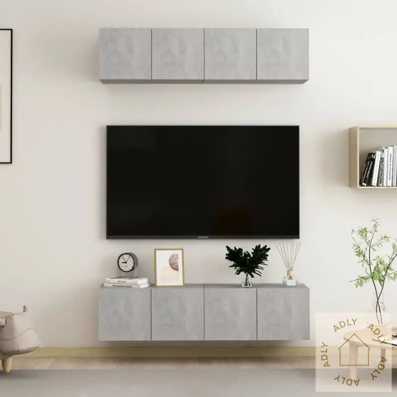 Tv-Benker 4 Stk Betonggrå 60X30X30 Cm Konstruert Tre