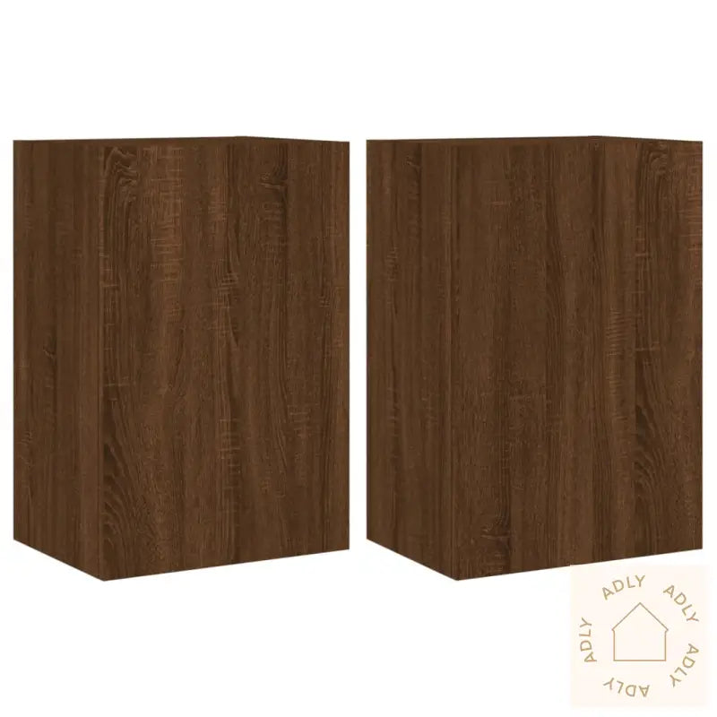 Vegghengte Tv-Benker 2 Stk Brun Eik 40,5X30X60Cm Konstruert Tre