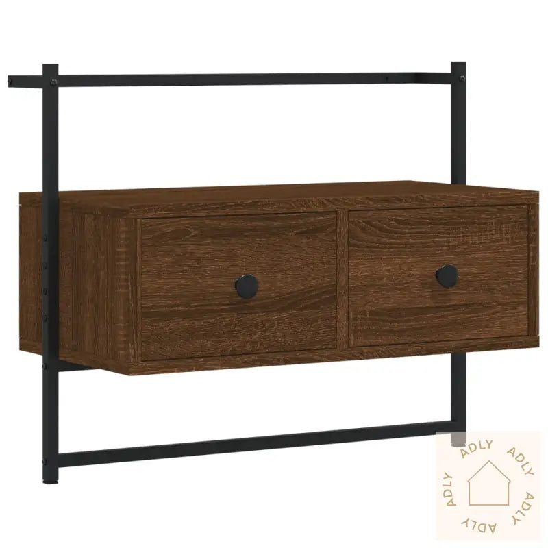 Tv-Benk Veggmontert Brun Eik 60,5X30X51 Cm Konstruert Tre