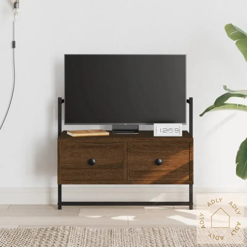 Tv-Benk Veggmontert Brun Eik 60,5X30X51 Cm Konstruert Tre