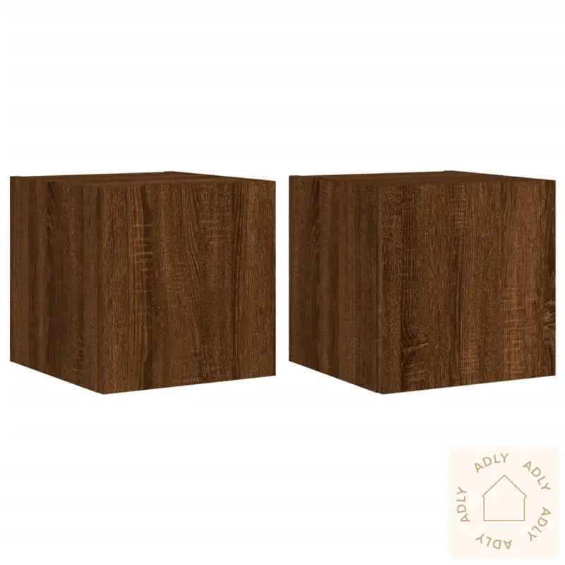 Tv-Benker Med Led-Lys 2 Stk Brun Eik 30,5X35X30 Cm