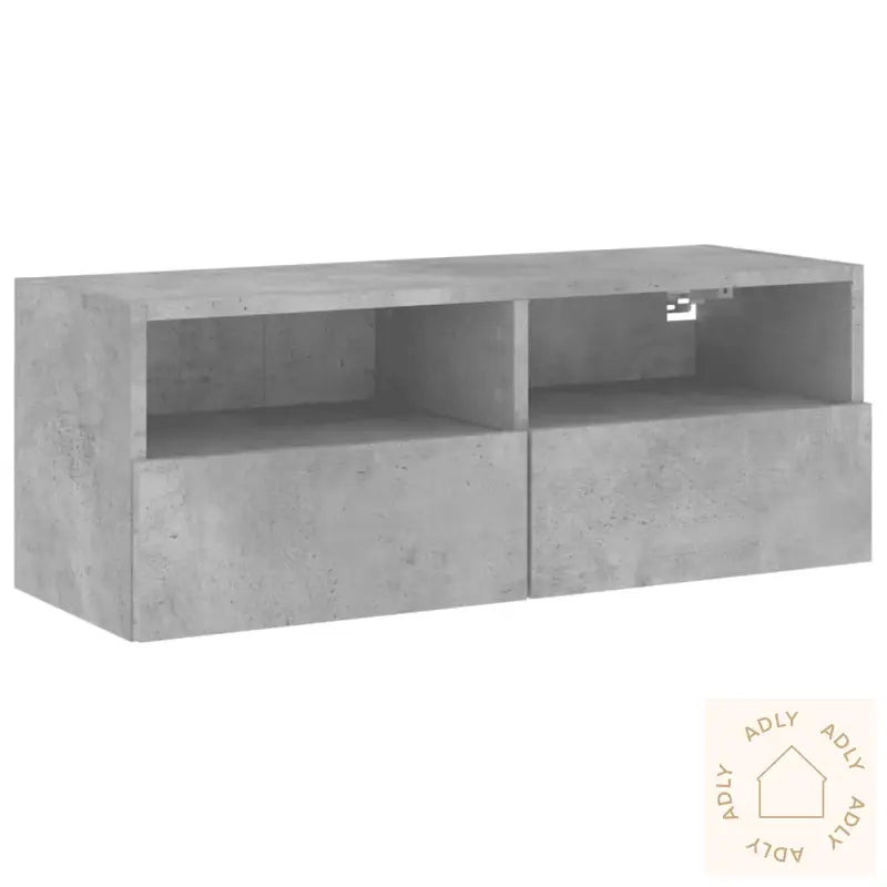 Vegghengt Tv-Benk Betonggrå 80X30X30 Cm Konstruert Tre