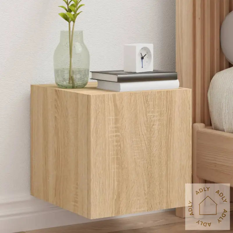 Vegghengte Tv-Benker Med Led 2 Stk Sonoma Eik 30,5X35X30 Cm