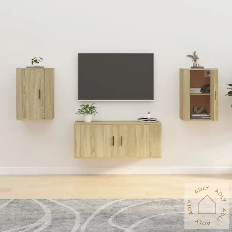Vegghengte Tv-Benker 2 Stk Sonoma Eik 40X34,5X60 Cm