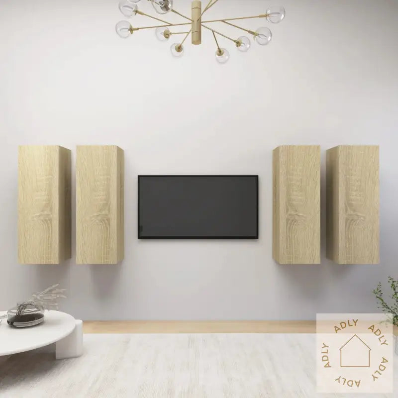 Tv-Benker 4 Stk Sonoma Eik 30,5X30X90 Cm Konstruert Tre
