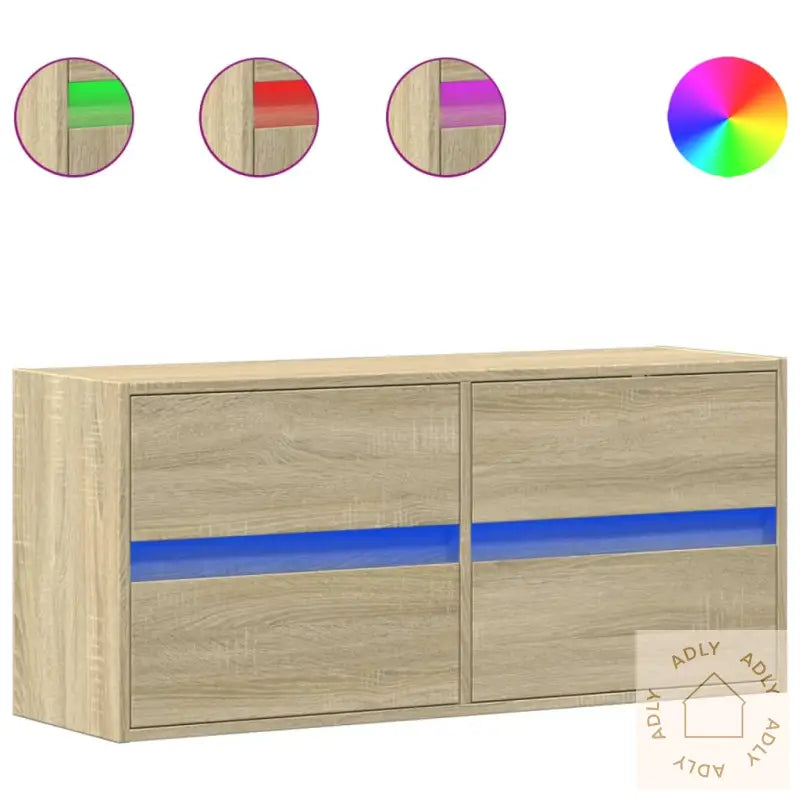 Vegghengt Tv-Benk Med Led Sonoma Eik 100X31X45 Cm