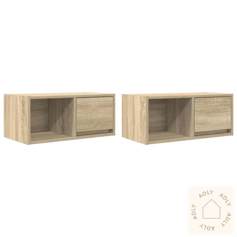 Tv-Benker 2 Stk Sonoma Eik 60X31X25,5 Cm Konstruert Tre