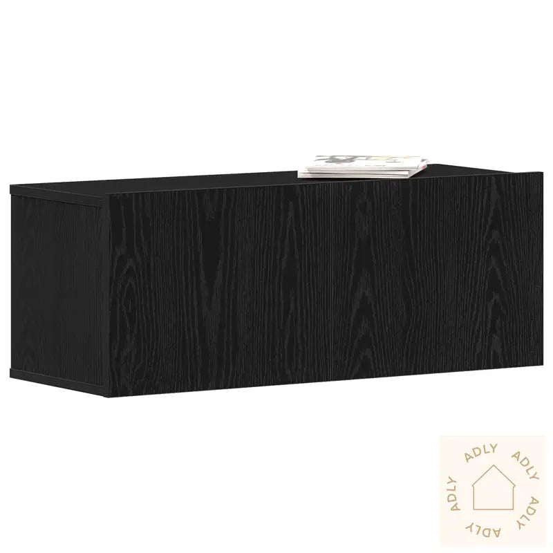 Svart Eik Tv-Benk 80X30X30 Cm Laget Av Konstruert Tre