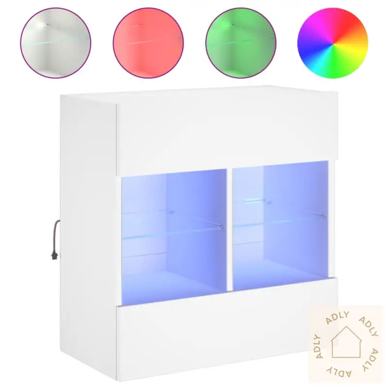 Vegghengt Tv-Benk Med Led Hvit 58,5X30X60,5 Cm