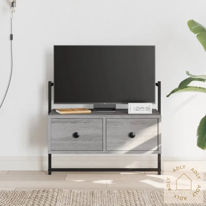 Tv-Benk Veggmontert Grå Sonoma 60,5X30X51 Cm Konstruert Tre