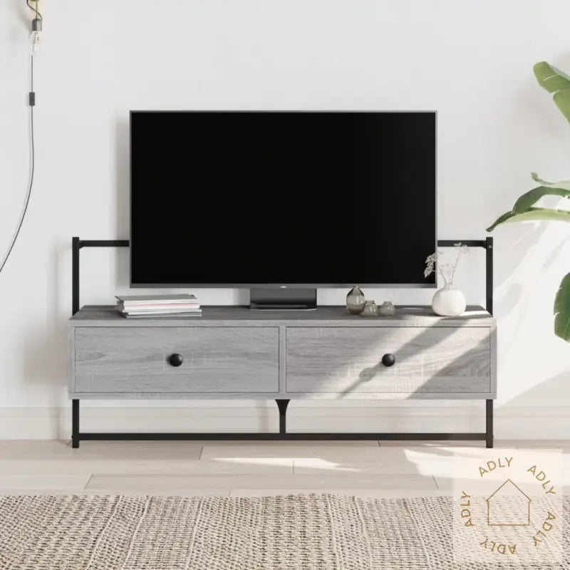 Tv-Benk Veggmontert Grå Sonoma 100,5X30X51 Cm Konstruert Tre