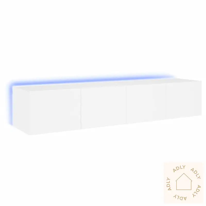 Vegghengte Tv-Benker Med Led 2 Stk Hvit 80X35X31 Cm
