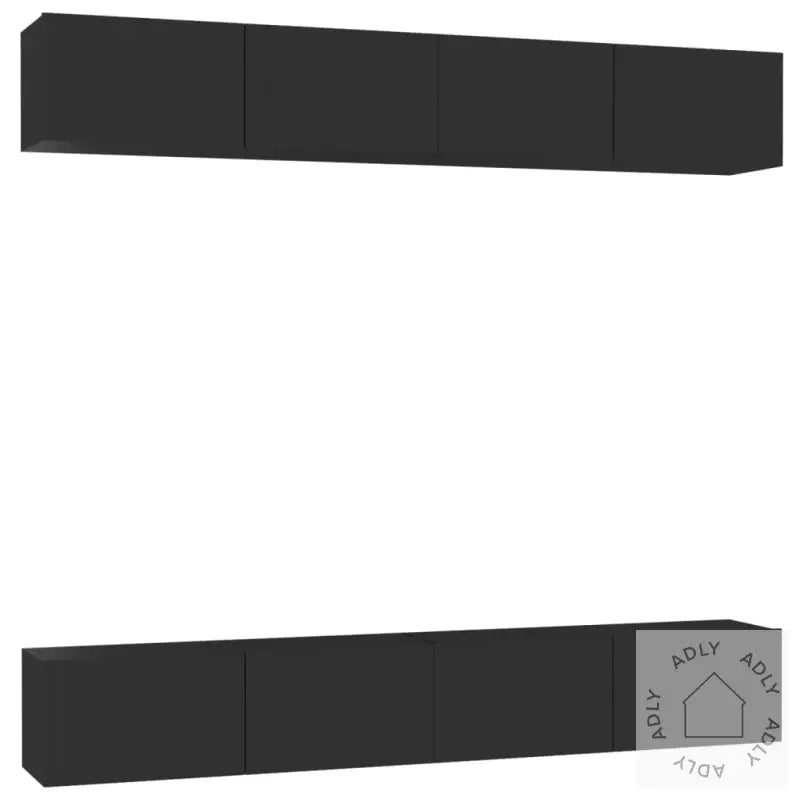 Tv-Benk 4 Stk Svart 100X30X30 Cm Konstruert Tre