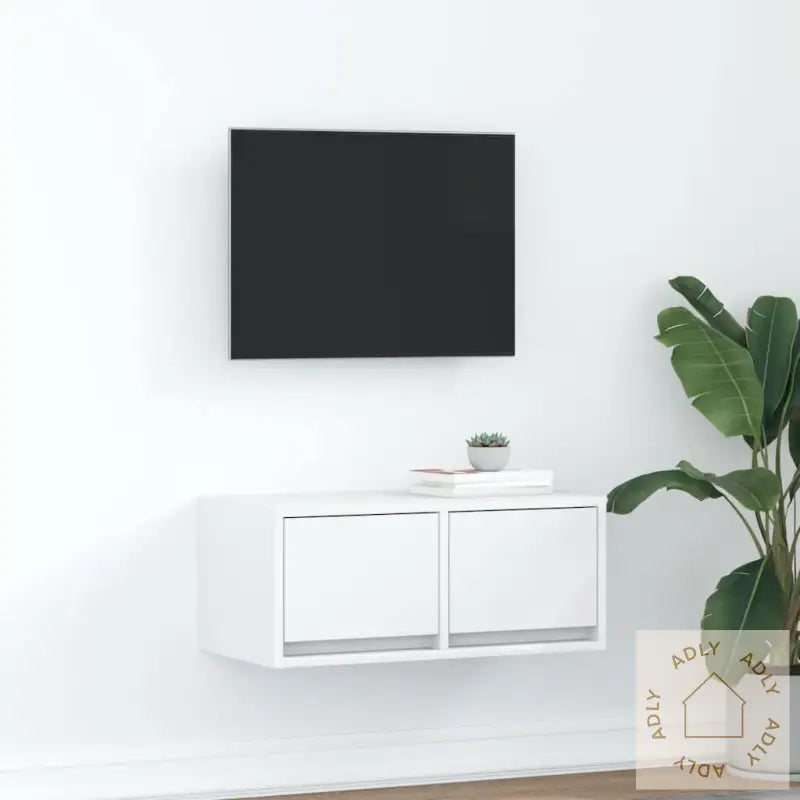 Tv-Benk Hvit 60X31X25,5 Cm Konstruert Tre