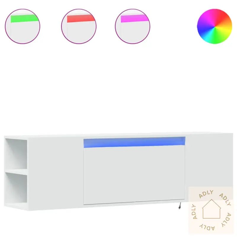 Vegghengt Tv-Benk Med Led Hvit 135X31X39,5 Cm