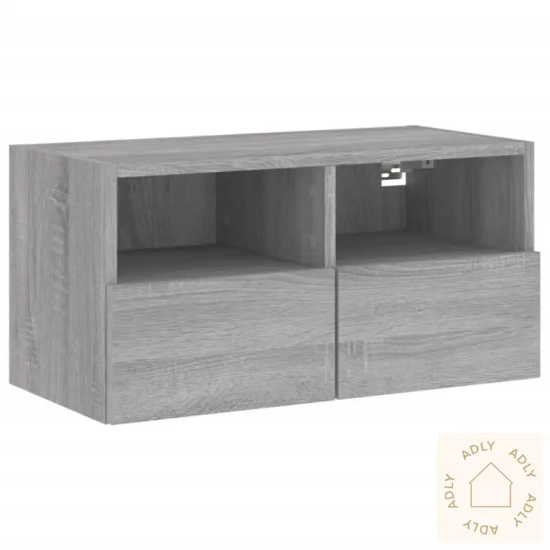 Vegghengt Tv-Benk Grå Sonoma 60X30X30 Cm Konstruert Tre