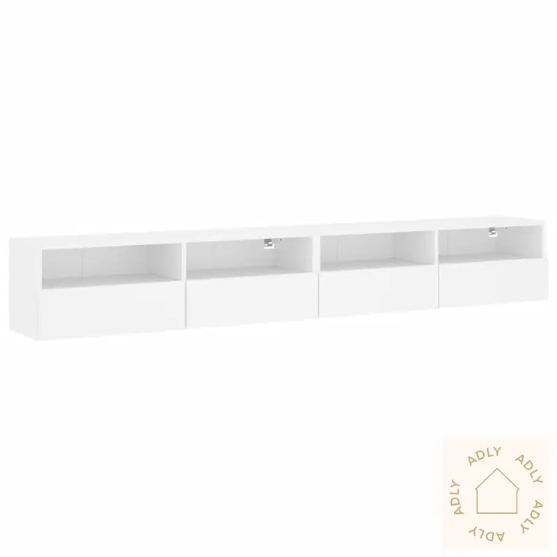 Vegghengte Tv-Benker 2 Stk Hvit 100X30X30 Cm Konstruert Tre