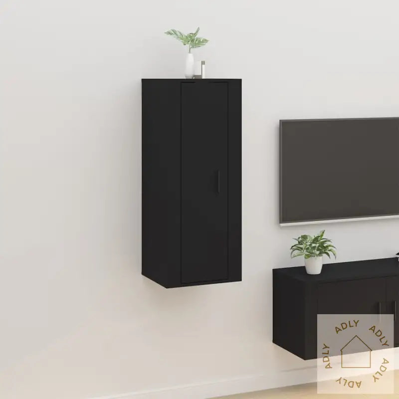 Vegghengt Tv-Benk Sort 40X34,5X100 Cm