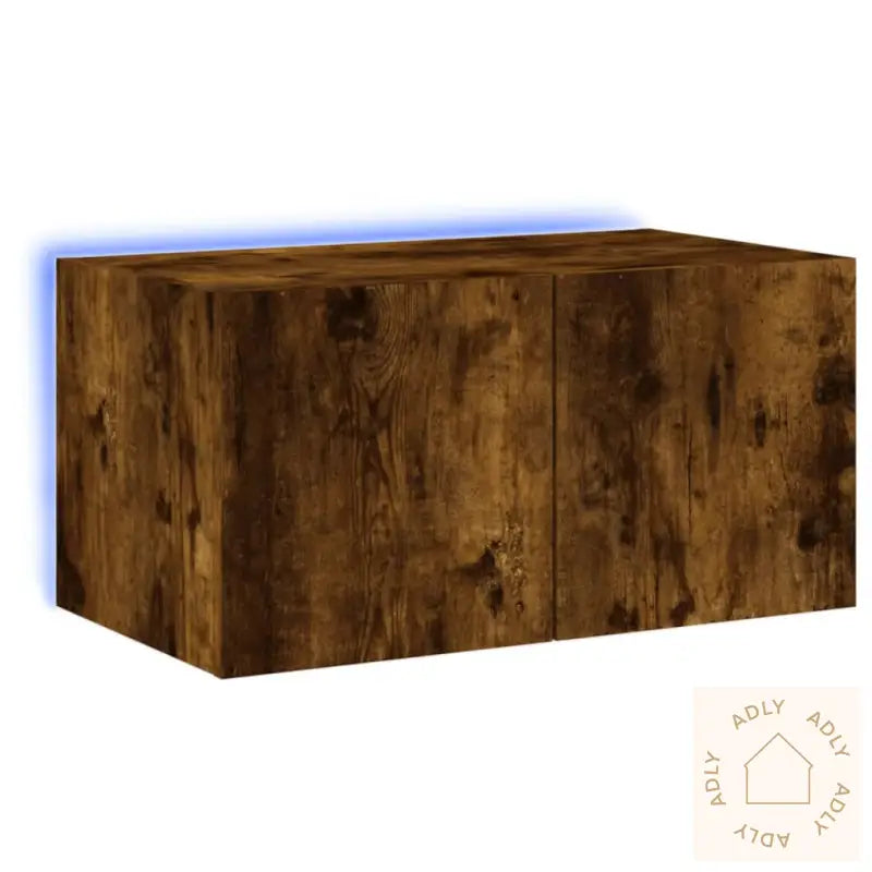 Vegghengt Tv-Benk Med Led Røkt Eik 60X35X31 Cm
