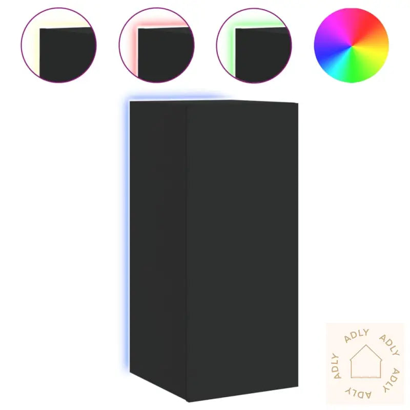 Vegghengt Tv-Benk Med Led Svart 30,5X35X70 Cm