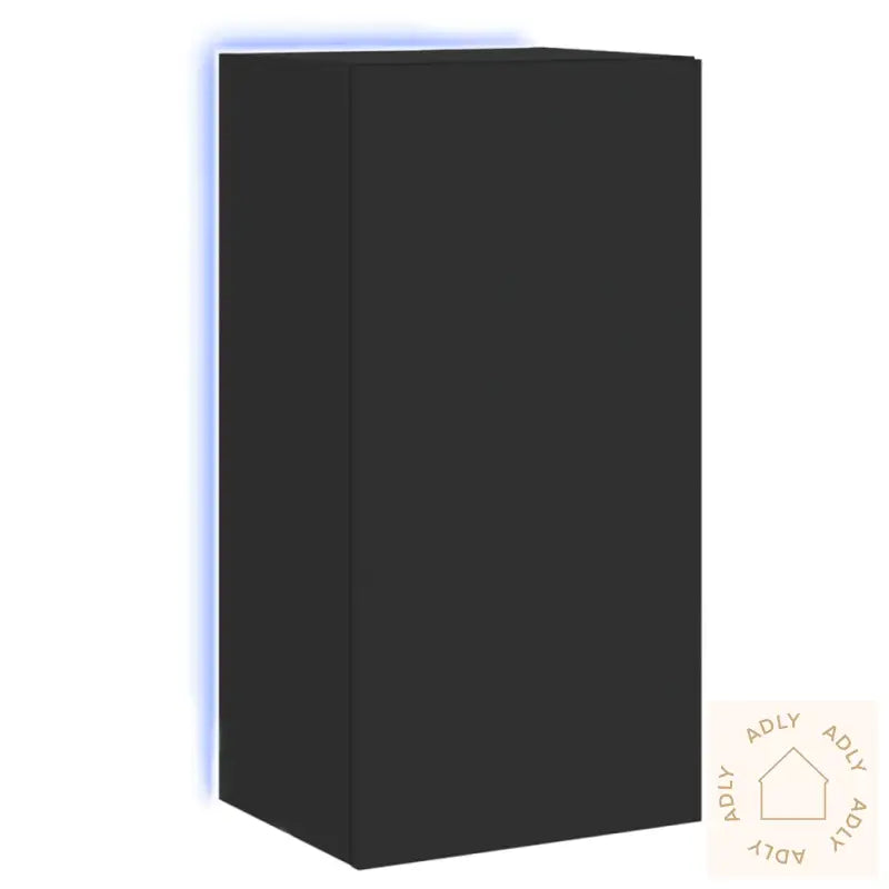 Vegghengt Tv-Benk Med Led Svart 40,5X35X80 Cm