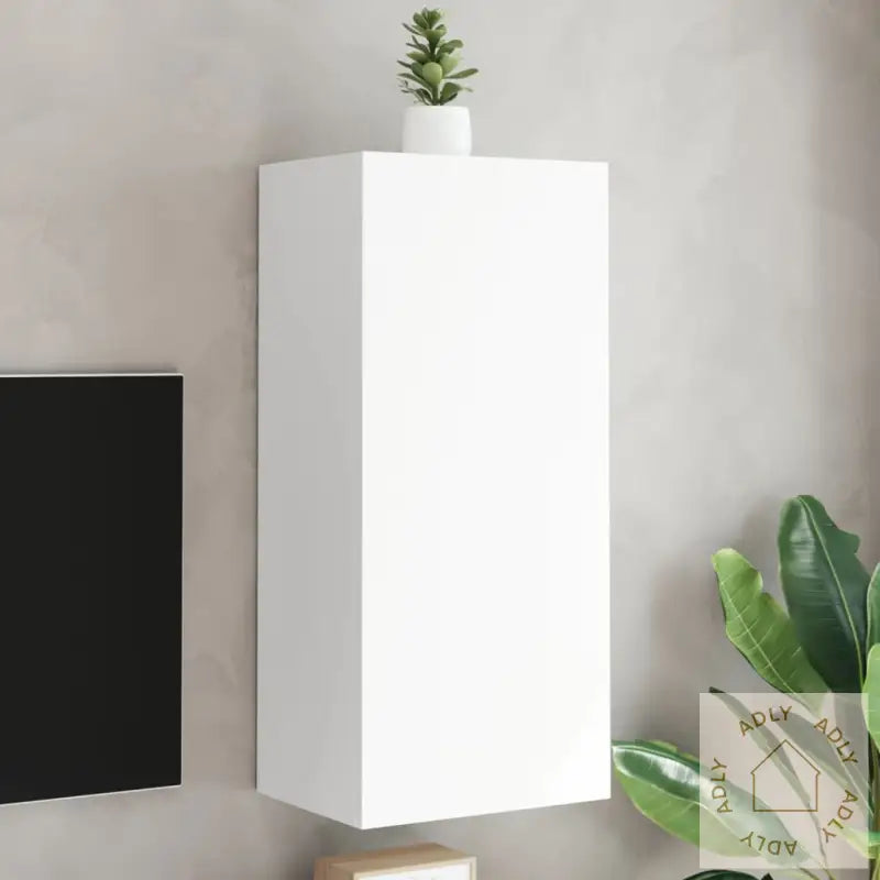 Vegghengt Tv-Benk Hvit 40,5X30X90 Cm Konstruert Tre