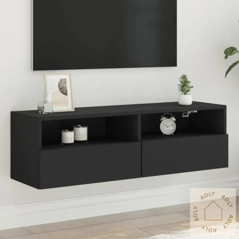 Vegghengt Tv-Benk Svart 100X30X30 Cm Konstruert Tre