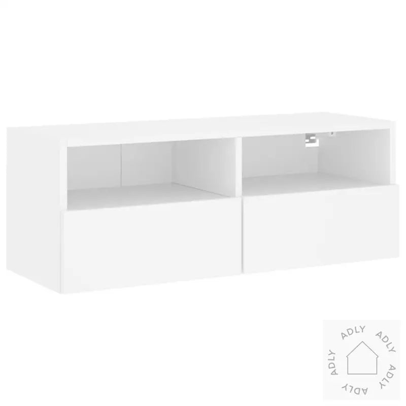 Vegghengt Tv-Benk Hvit 80X30X30 Cm Konstruert Tre