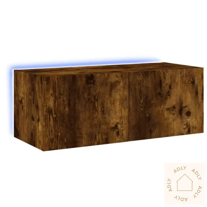 Vegghengt Tv-Benk Med Led Røkt Eik 80X35X31 Cm