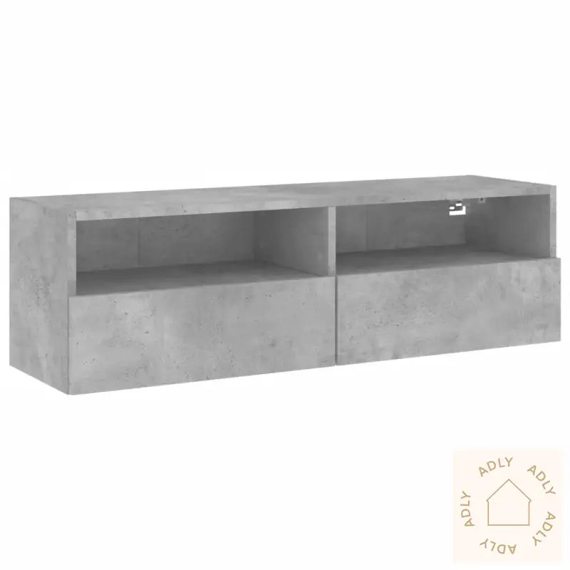 Vegghengt Tv-Benk Betonggrå 100X30X30 Cm Konstruert Tre