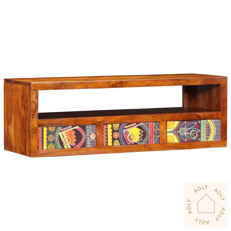 Veggmontert Tv-Skap Flerfarget 90X30X30 Heltre Akasie