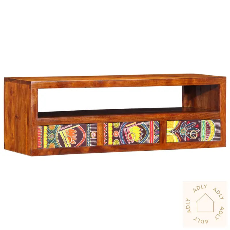 Veggmontert Tv-Skap Flerfarget 90X30X30 Heltre Akasie