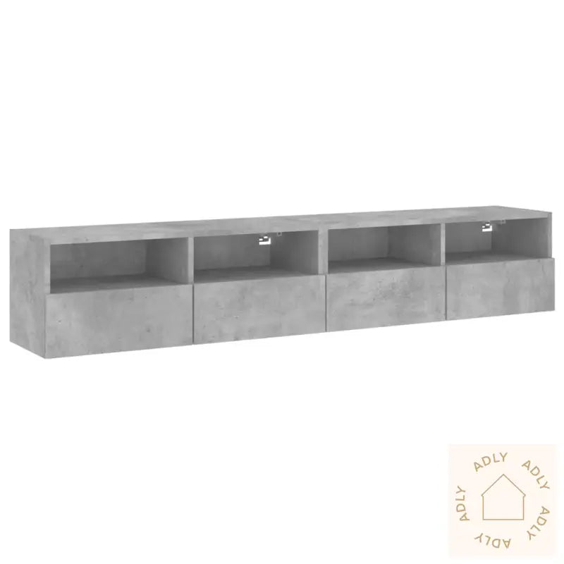 Vegghengte Tv-Benker 2 Stk Betonggrå 80X30X30 Cm Konstruert Tre