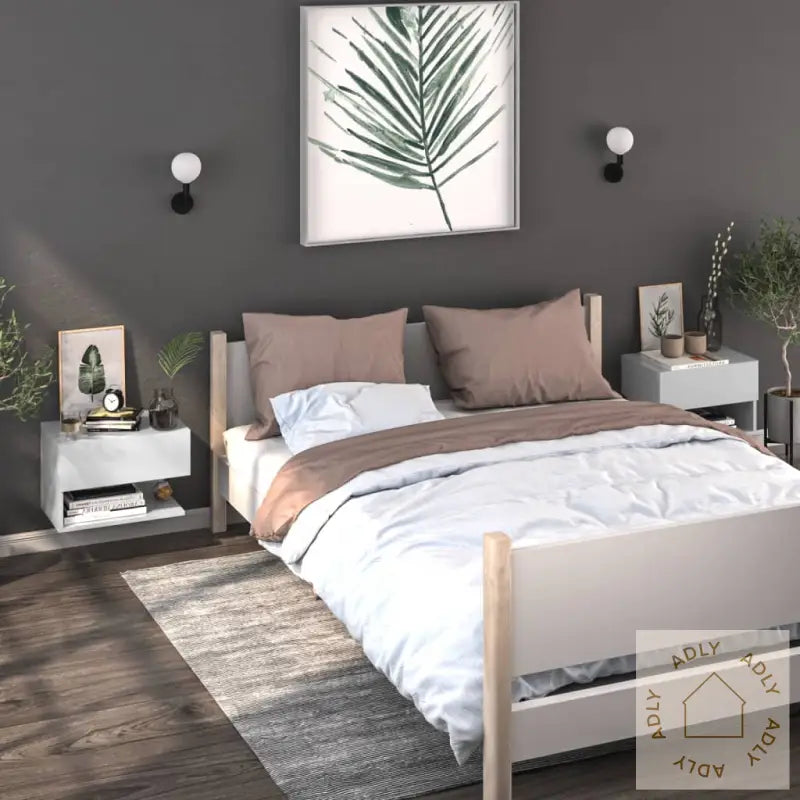 Vegghengte Nattbord 2 Stk Hvit