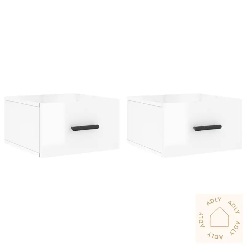Veggmonterte Nattbord 2 Stk Høyglans Hvit 35X35X20 Cm