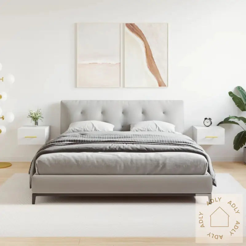 Veggmonterte Nattbord 2 Stk Hvit 35X35X20 Cm