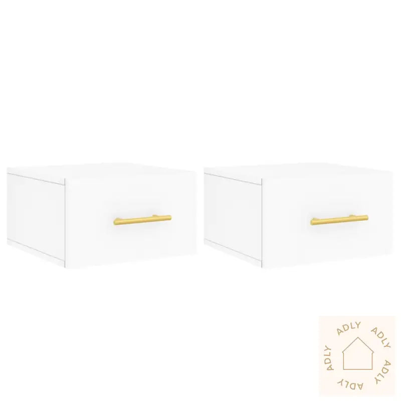 Veggmonterte Nattbord 2 Stk Hvit 35X35X20 Cm