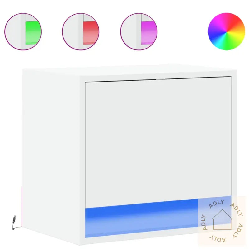 Vegghengte Nattbord Med Led-Lys 2 Stk Hvit