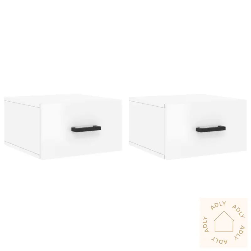 Veggmonterte Nattbord 2 Stk Høyglans Hvit 35X35X20 Cm